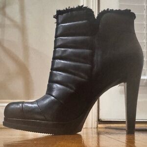 Neiman Marcus Black Leather Heeled Boots